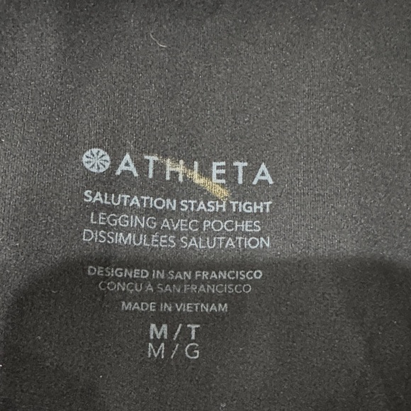 Athleta Salutation Stash High Rise Black Powervita Tight Size Medium TALL - Picture 7 of 10